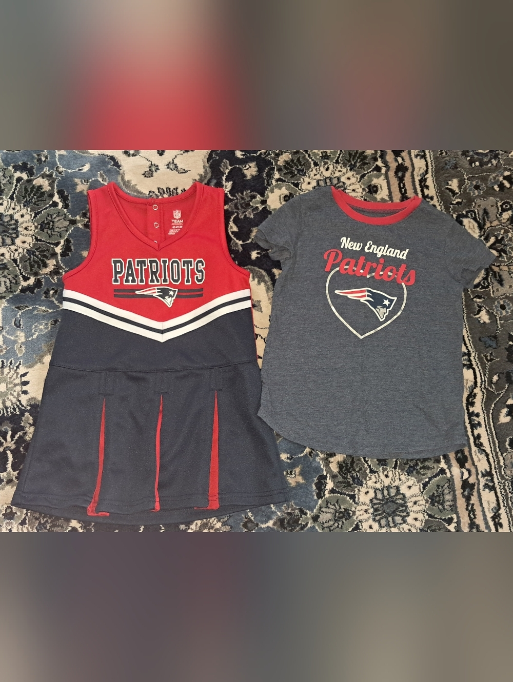 New England Patriots Cheerleader Dress Girls Size 4T and Tshirt NFL Team Apparel